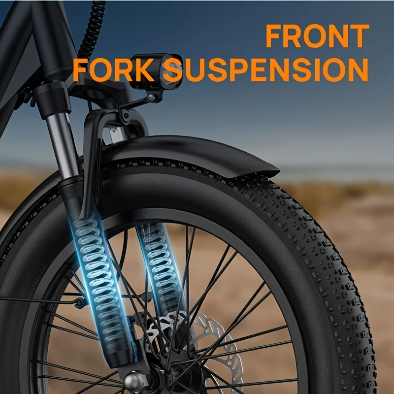 Vélo électrique Urlife 1000 W – Pneus larges (Fat Tires) 20 x 3 pouces, batterie amovible 48 V 13 Ah, 7 vitesses, double frein à disque – Cyclomoteur - Image 4