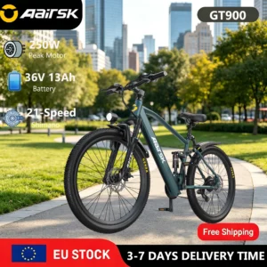 Vélo électrique Aairsk GT900 26 pouces – Moteur 250 W / 45 Nm – Batterie 36 V / 13 Ah – Double suspension – Freins à disque – 21 vitesses – Démarrage