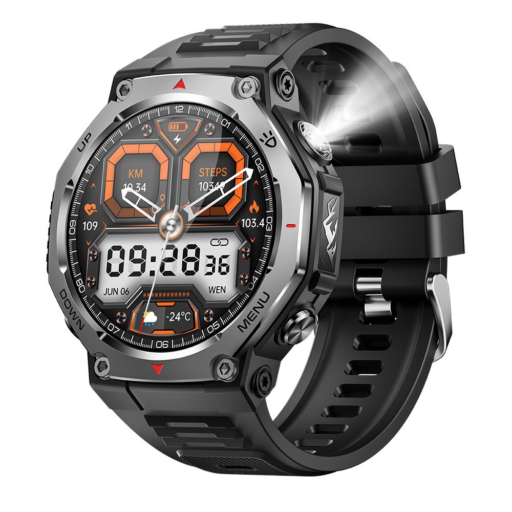 Montre connectée KT85 avec Bluetooth, lampe torche, cardiofréquencemètre, oxymètre de pouls et fonctions multiples pour l'extérieur - Image 5