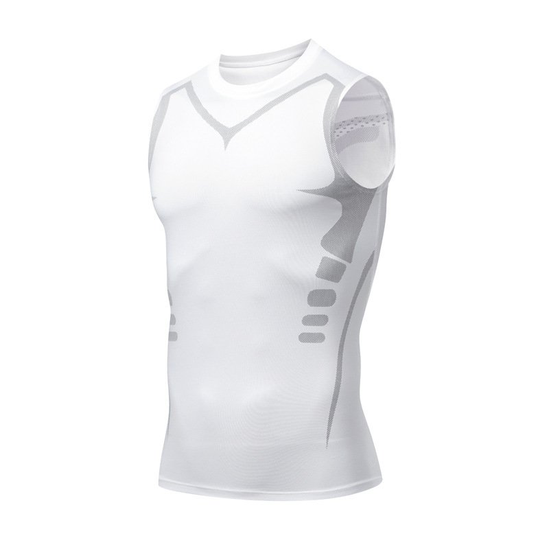 Gilet de sport pour homme à séchage rapide, manches courtes, ajusté, hautement élastique et respirant, évacuant l'humidité, idéal pour l'entraînement - Image 2