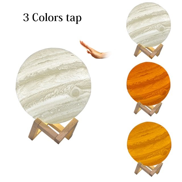 Lampe Lune imprimée en 3D – Rechargeable par USB, LED à intensité variable, interrupteur pour lumière blanc chaud/froid – Lampe Jupiter pour chambre d - Image 9