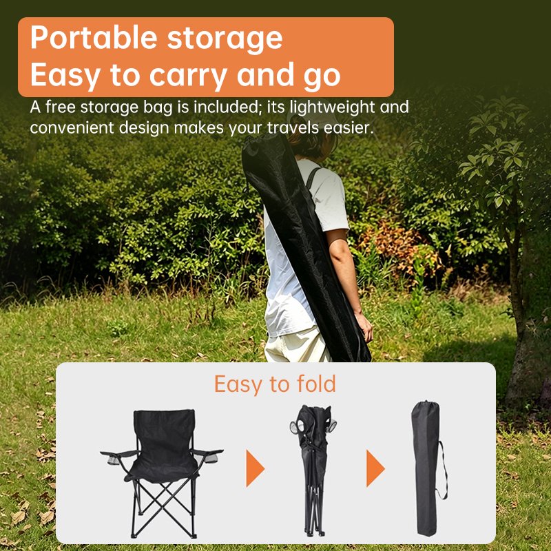 Chaise de camping pliante et portable – Siège de pêche 50 x 50 x 80 cm, léger et robuste, supporte jusqu'à 130 kg, facile à transporter - Image 10