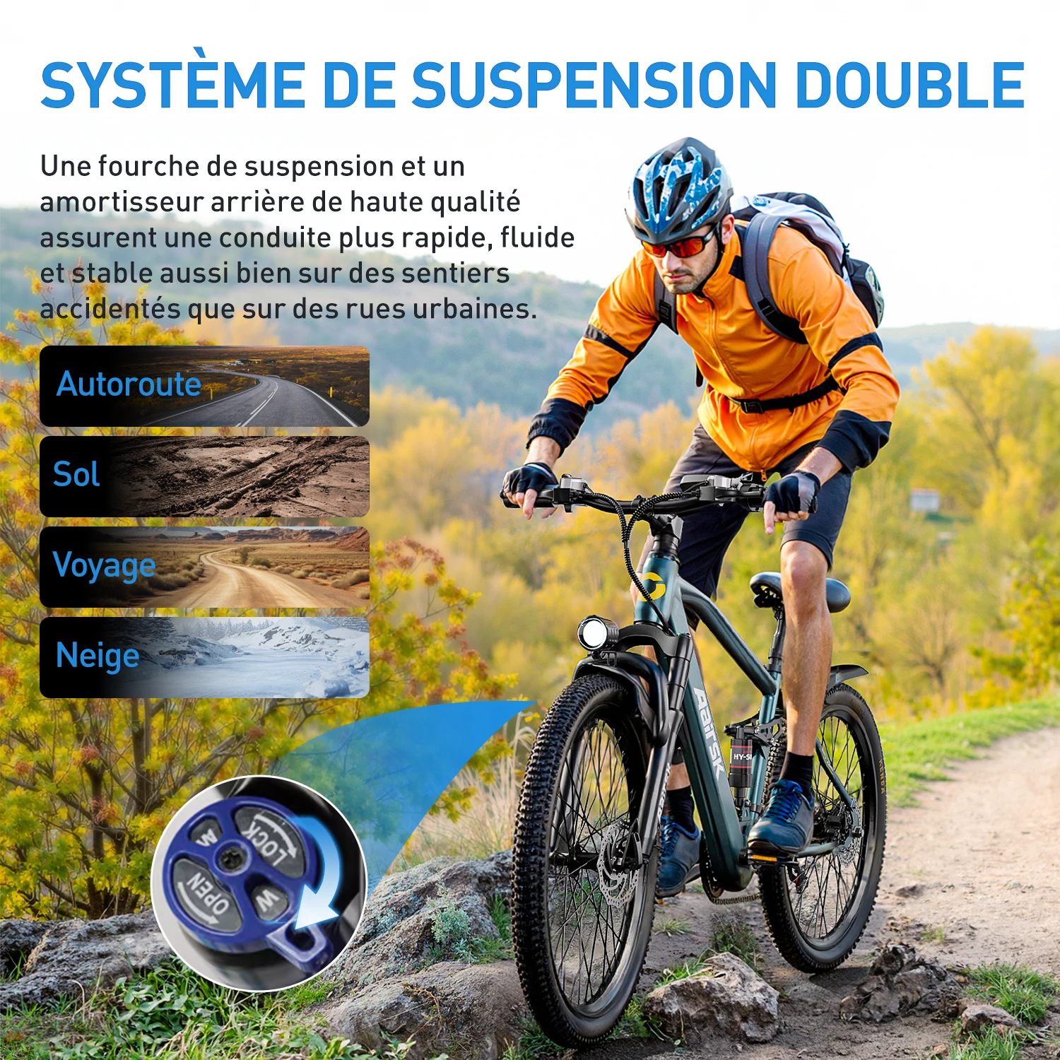 Vélo électrique Aairsk GT900 26 pouces – Moteur 250 W / 45 Nm – Batterie 36 V / 13 Ah – Double suspension – Freins à disque – 21 vitesses – Démarrage - Image 7