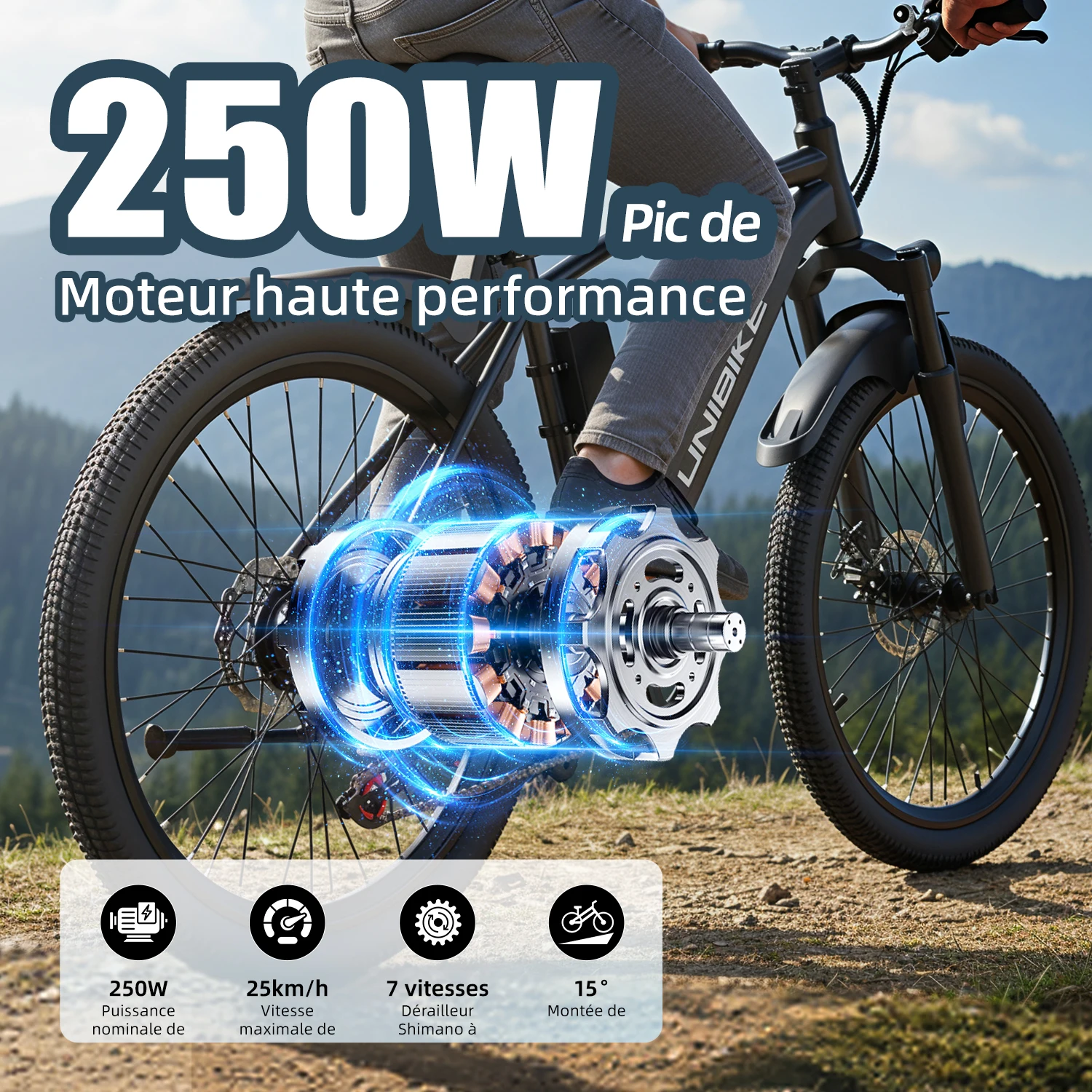 Vélo électrique urbain Aairsk Q7 – Moteur 250 W, batterie amovible 36 V 10 Ah, autonomie de 60 km, roues de 26 pouces, cadre haut, freins à disque, tr - Image 3