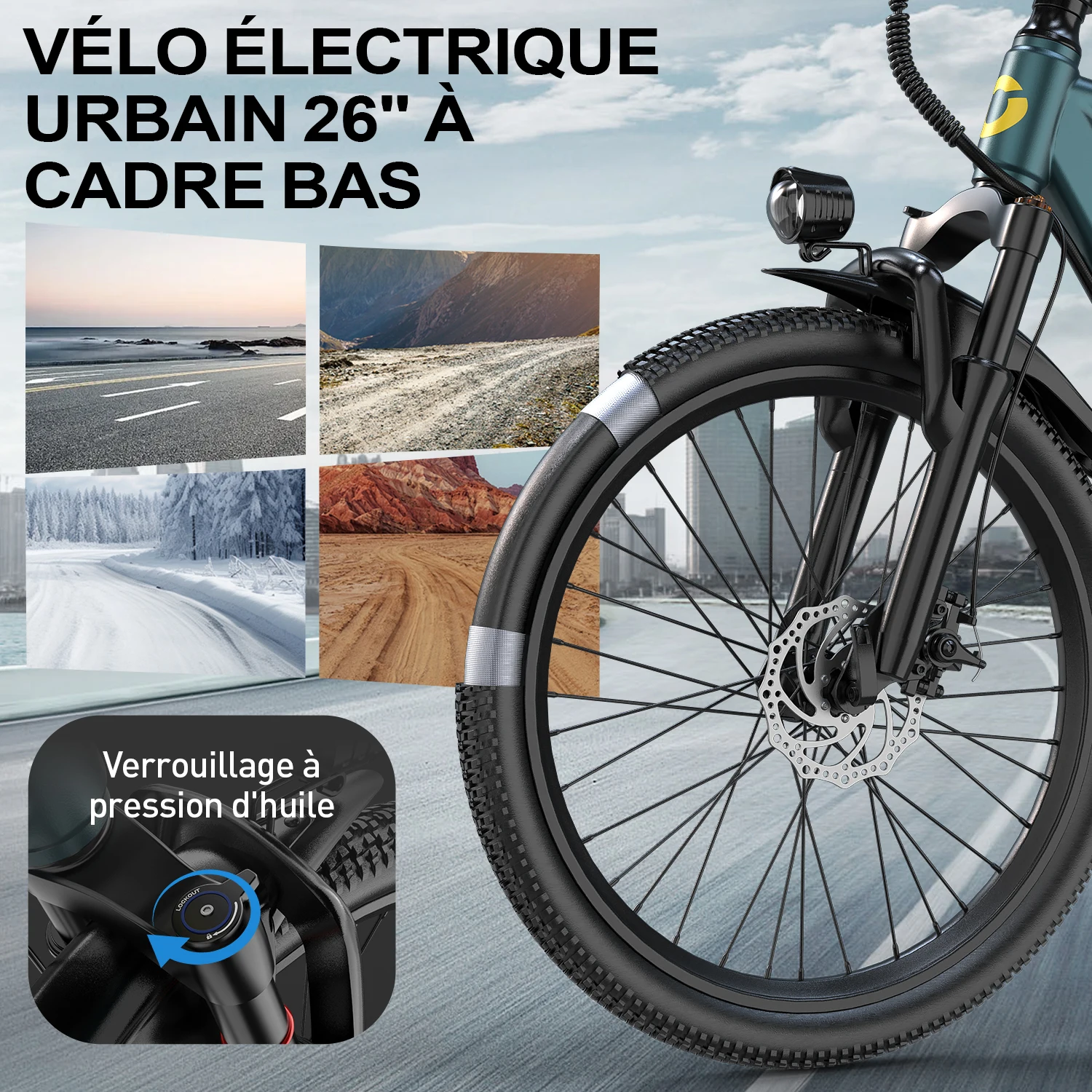 Vélo électrique Aairsk GT900 26 pouces – Moteur 250 W / 45 Nm – Batterie 36 V / 13 Ah – Double suspension – Freins à disque – 21 vitesses – Démarrage - Image 2