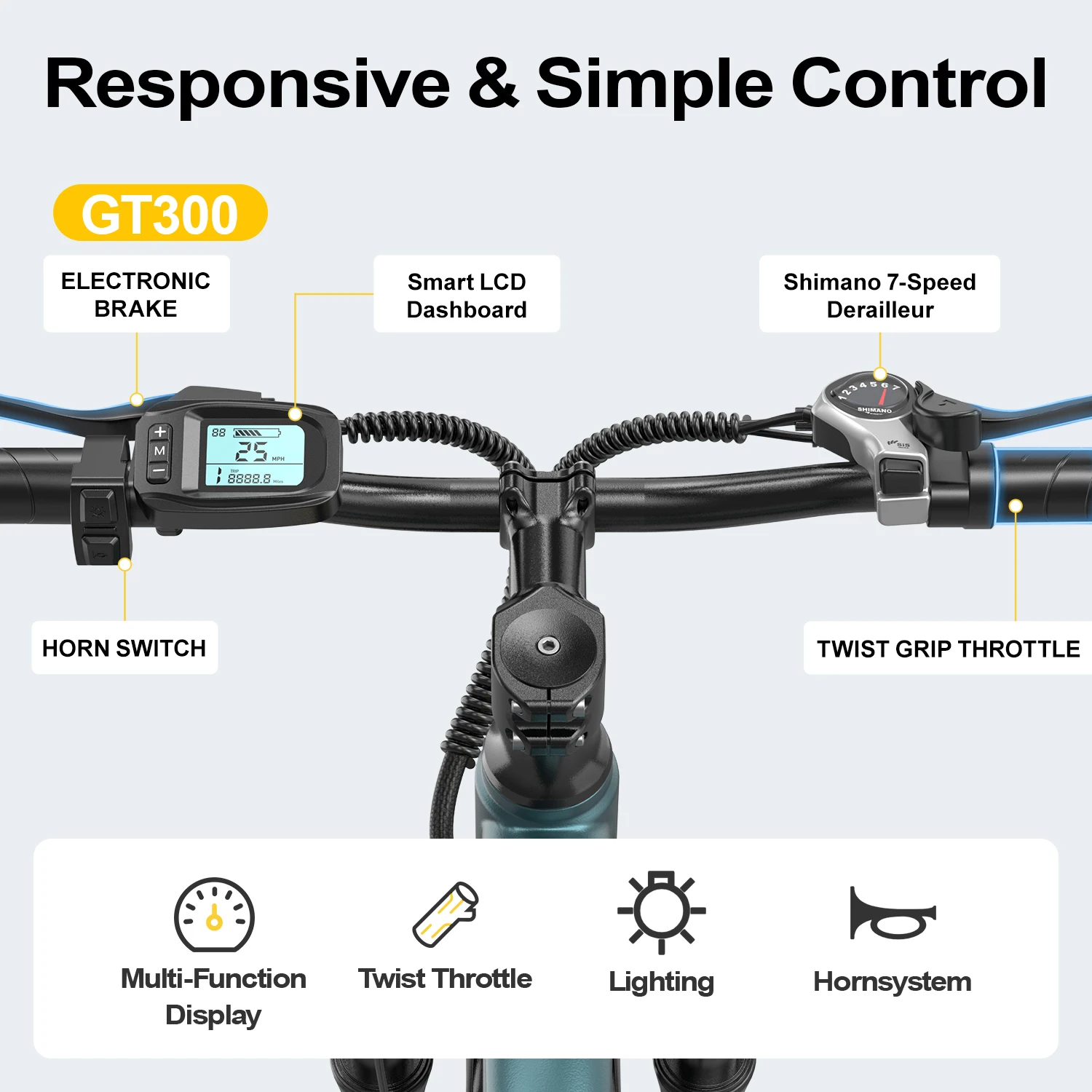 VTT électrique 26 pouces pour adultes, moteur sans balais 250 W, batterie 36 V 10 Ah (468 Wh), autonomie jusqu'à 64 km, vitesse max. 25 km/h, 7 vitess - Image 3