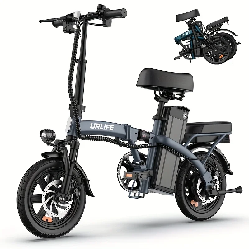 Vélo électrique pliable Urlife F1L (14 pouces) – Batterie 48 V 7,5 Ah amovible à charge rapide – Autonomie de 40 km – Suspension avant hydraulique – D - Image 9