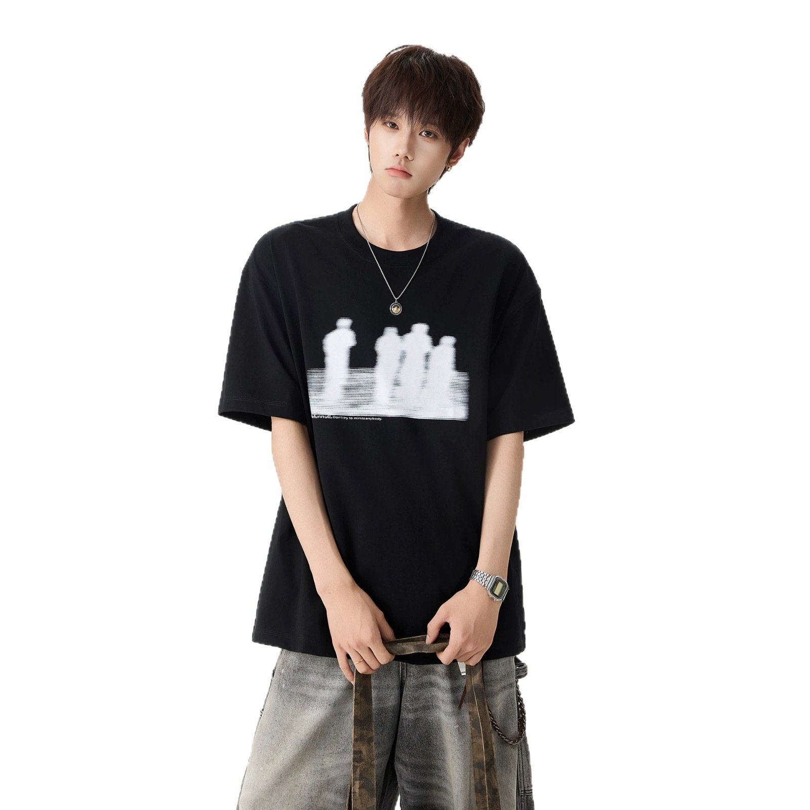 T-shirt blanc à manches courtes et imprimé pour homme - Image 5