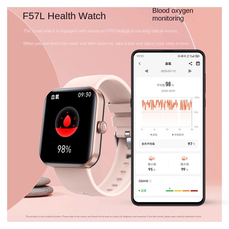 Montre connectée avec suivi de la fréquence cardiaque, de la pression artérielle, de la température corporelle et du sommeil, ainsi que compteur de pa - Image 4