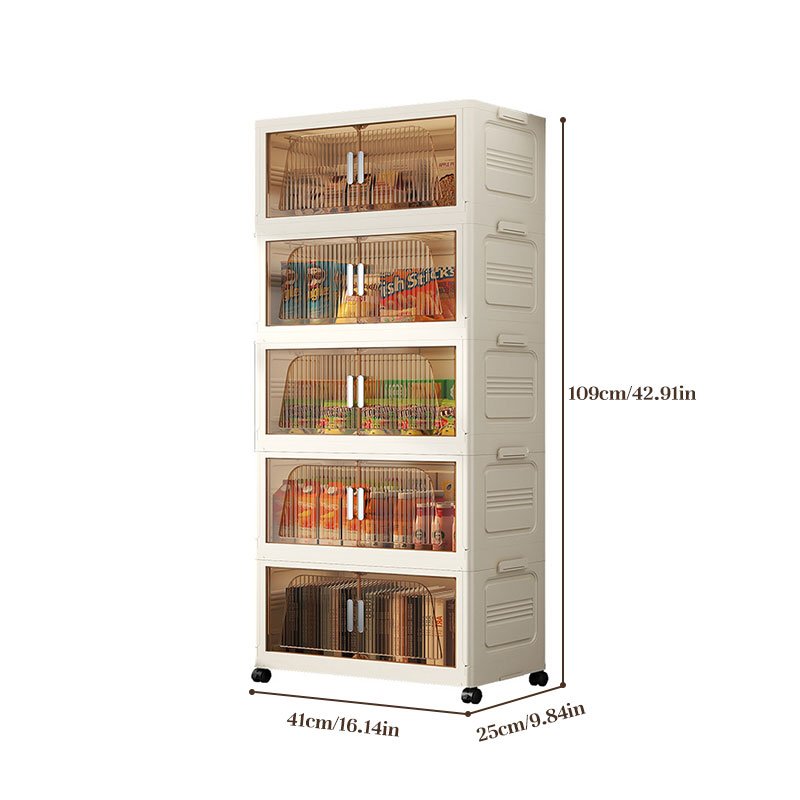 Armoire de rangement pliable à roulettes, 3/4 niveaux empilables, organisateur de placard - Image 9