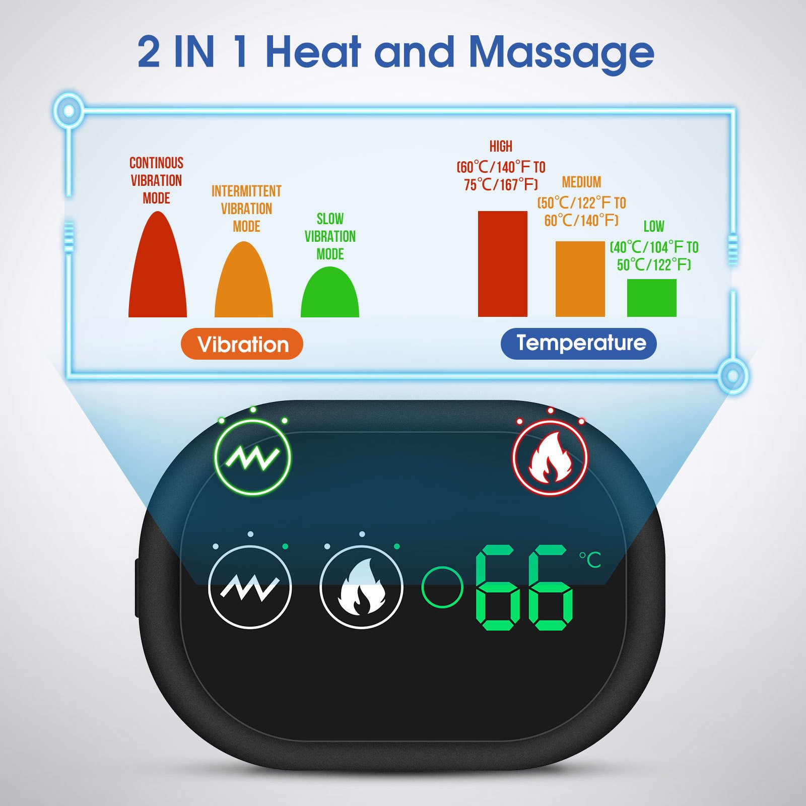 Support de massage pour les épaules avec commande tactile, ceinture de massage vibrante et chauffante rechargeable pour les épaules - Image 4