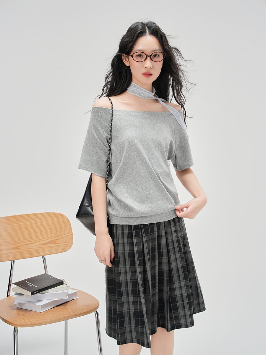 T-shirt sans manches pour femme à encolure asymétrique et coupe ample - Image 6