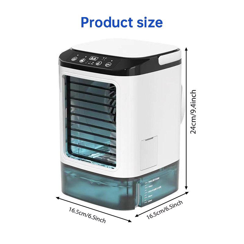 Mini-refroidisseur d'air portable à 3 vitesses (réservoir de 900 ml) – Ventilateur et humidificateur. Pour chambre ou bureau. - Image 8