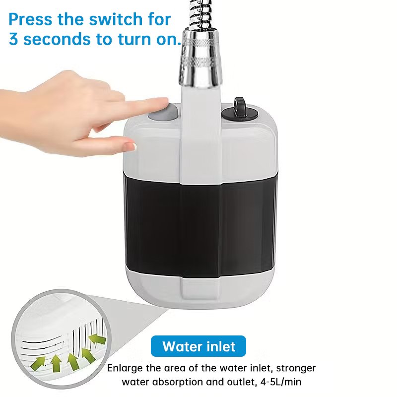 Pompe de douche portable rechargeable par USB | Kit de douche pour camping et plein air | Équipement de lavage pour voiture et animaux - Image 7