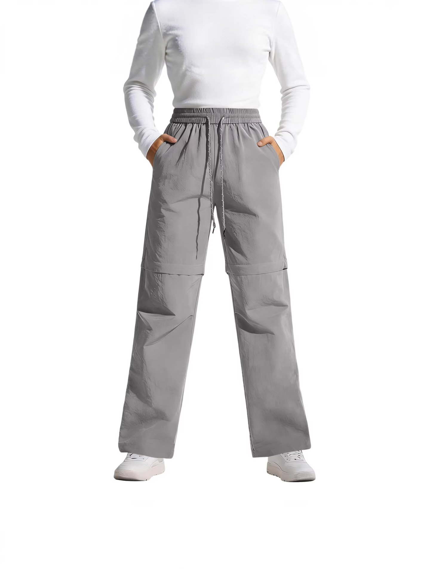 Pantalon de randonnée convertible pour femme - Pantalon cargo imperméable à séchage rapide avec jambes amovibles par fermeture éclair, idéal pour le c - Image 2