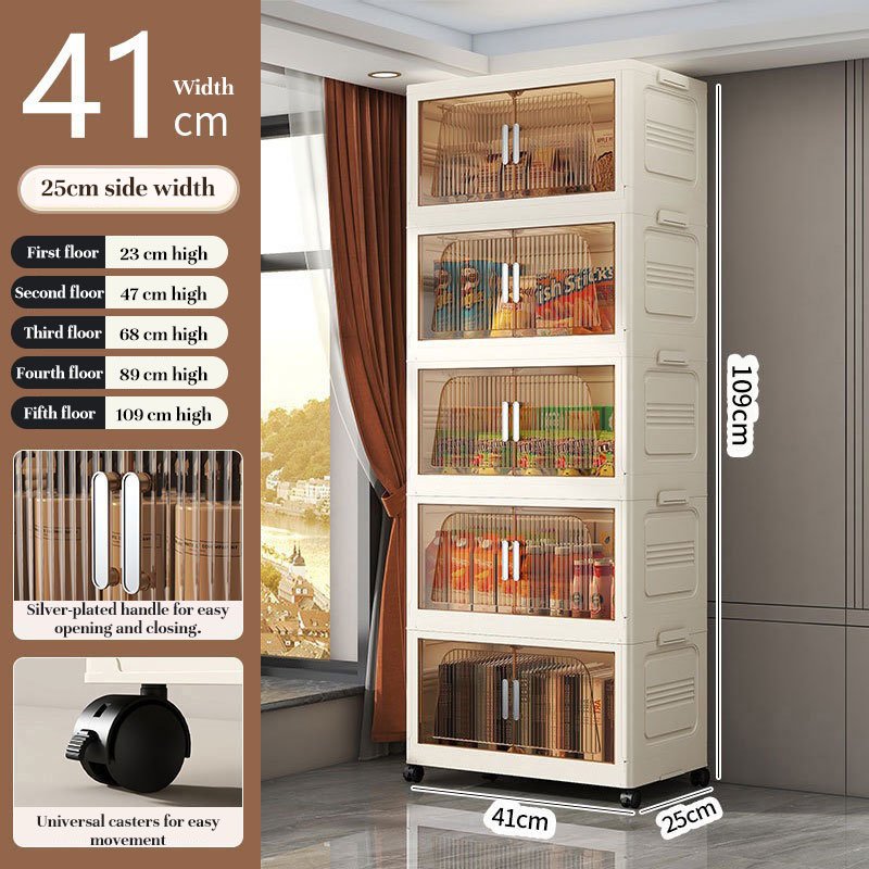 Armoire de rangement pliable à roulettes, 3/4 niveaux empilables, organisateur de placard