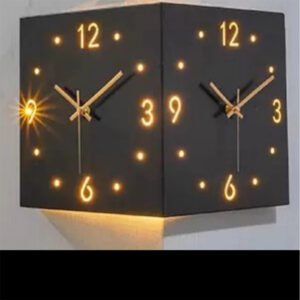Horloge d'angle nordique à double éclairage, horloge murale LED silencieuse, décoration intérieure moderne et minimaliste pour salon et chambre à couc