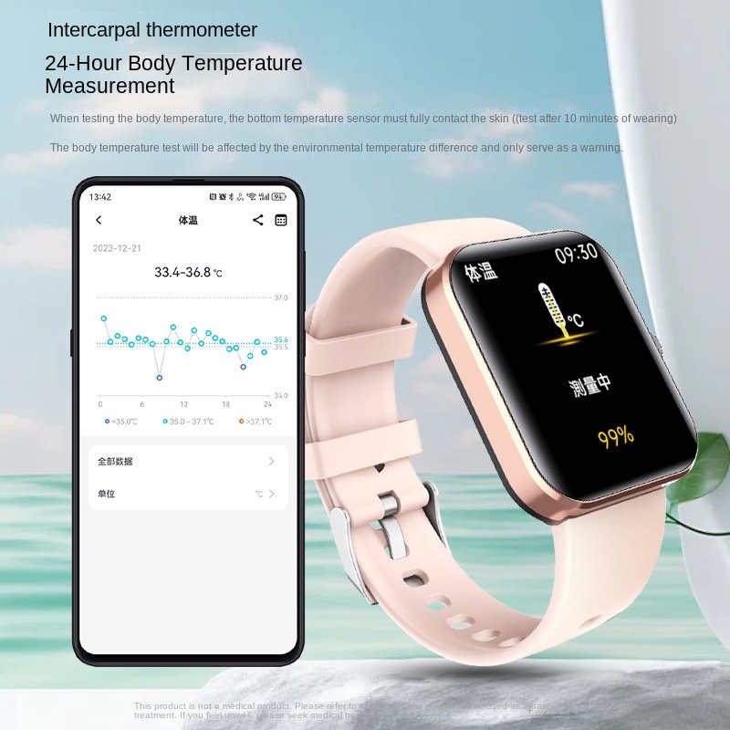 Montre connectée avec suivi de la fréquence cardiaque, de la pression artérielle, de la température corporelle et du sommeil, ainsi que compteur de pa - Image 3