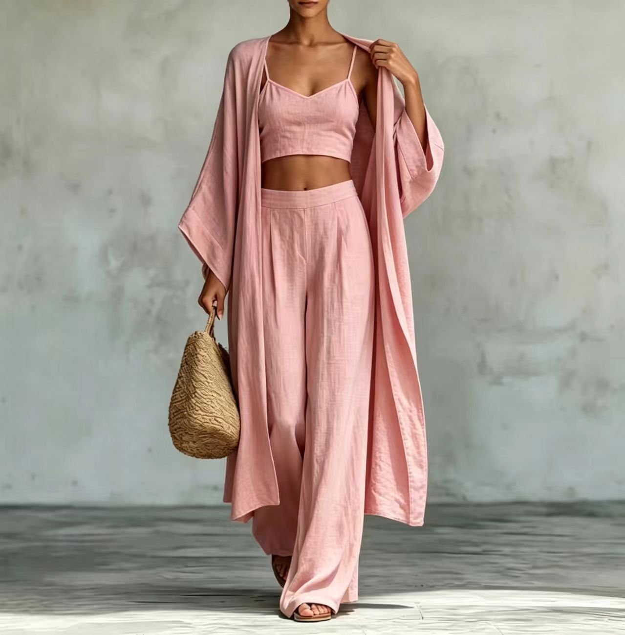 Ensemble composé d'un gilet ample et d'un pantalon taille haute à jambes larges - Image 7