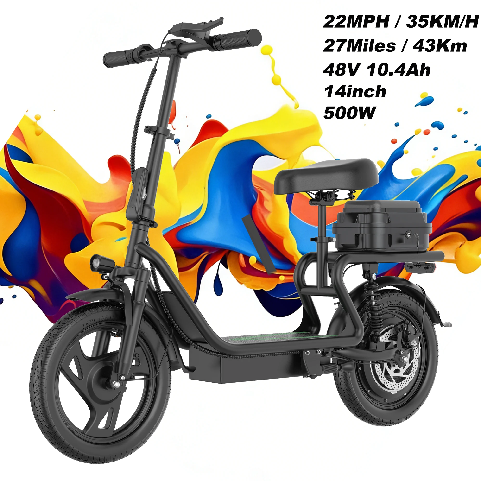 ESBS – Trottinette/Vélo électrique pliable avec moteur 500 W (roues 14 pouces), batterie au lithium 48 V 22,5 Ah, vitesse max. 35 km/h et autonomie de - Image 10