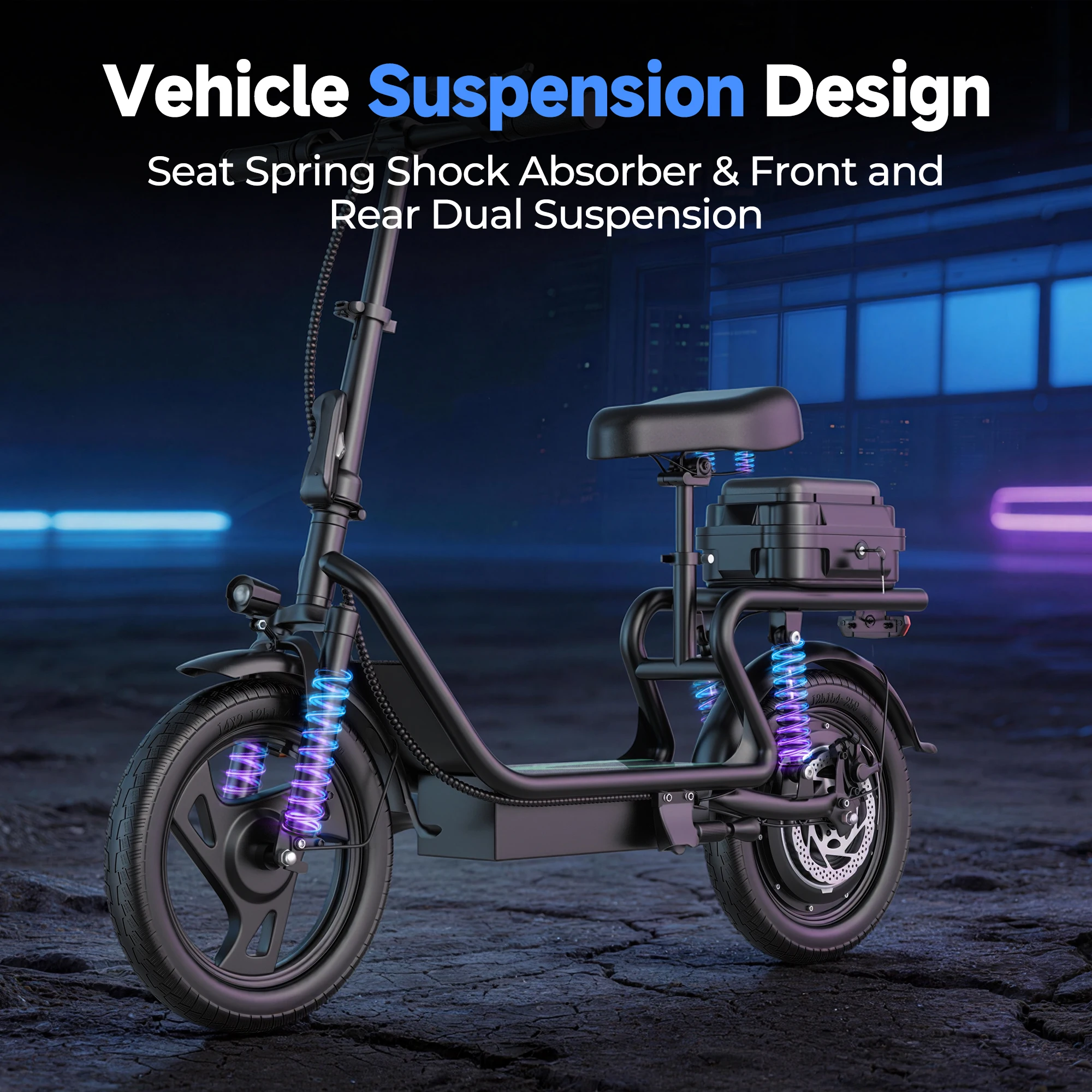 ESBS – Trottinette/Vélo électrique pliable avec moteur 500 W (roues 14 pouces), batterie au lithium 48 V 22,5 Ah, vitesse max. 35 km/h et autonomie de - Image 6