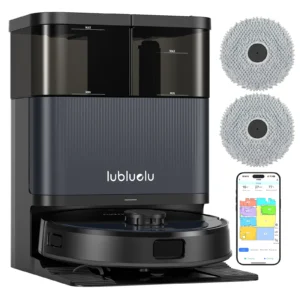 Aspirateur robot laveur Lubluelu S1000 avec station autonettoyante, lavage à l'eau chaude 75 °C, séchage automatique, nettoyage en profondeur des tap