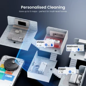 PROSCENIC. Q8 Max+ Aspirateur robot ultra-puissant 8000 Pa avec navigation Lidar et recharge automatique