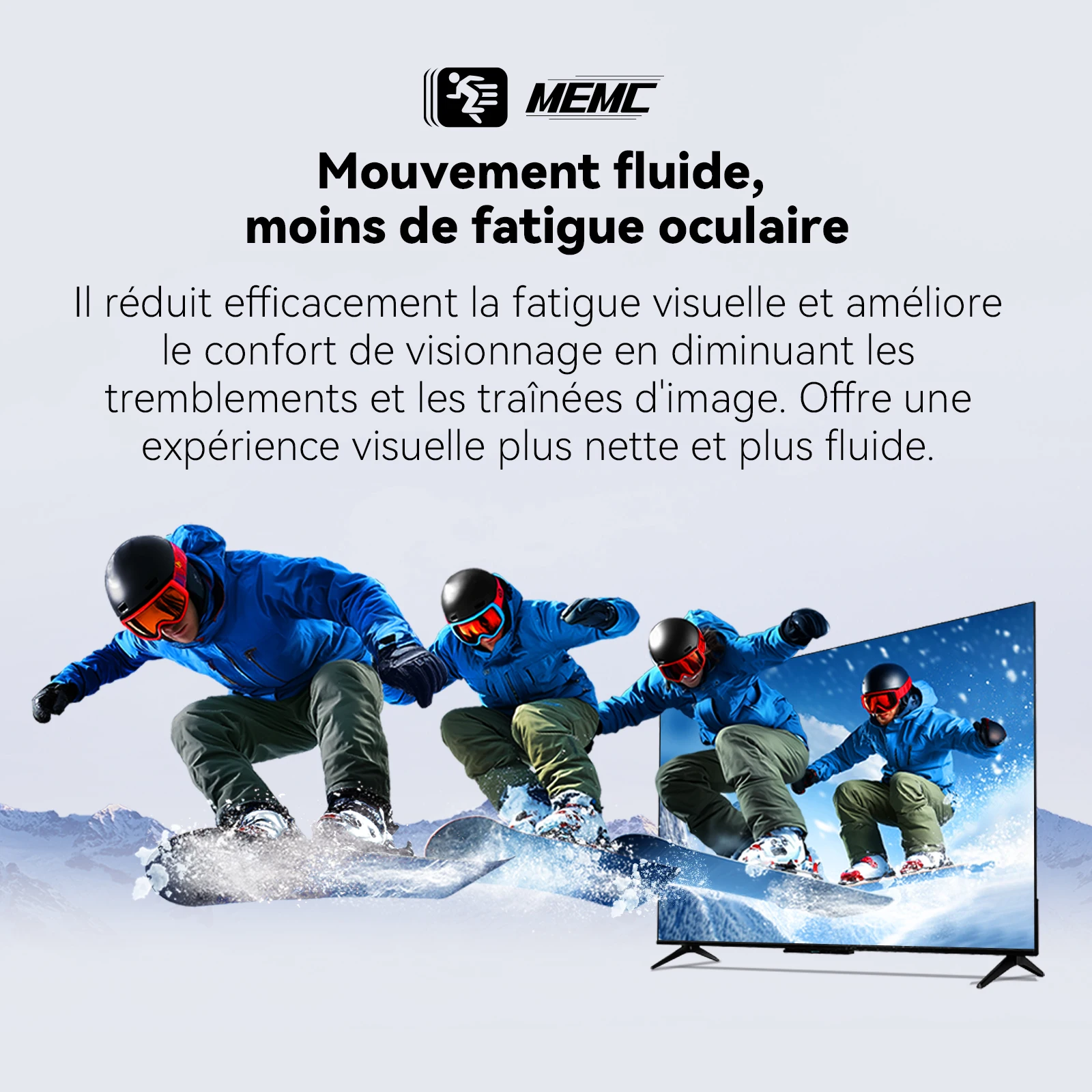 Téléviseur Coocaa Mini LED 4K 55" – Google TV, luminosité de 300 cd/m², 60 Hz, HDR10+, MEMC, écran mat antireflet, Local Dimming, Dolby Vision et Atm - Image 4