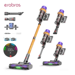 Aspirateur sans fil Erabros EV5 550W 70KPA, puissance d'aspiration ultra-puissante, autonomie de 80 minutes, aspirateur intelligent portatif, 4 modes