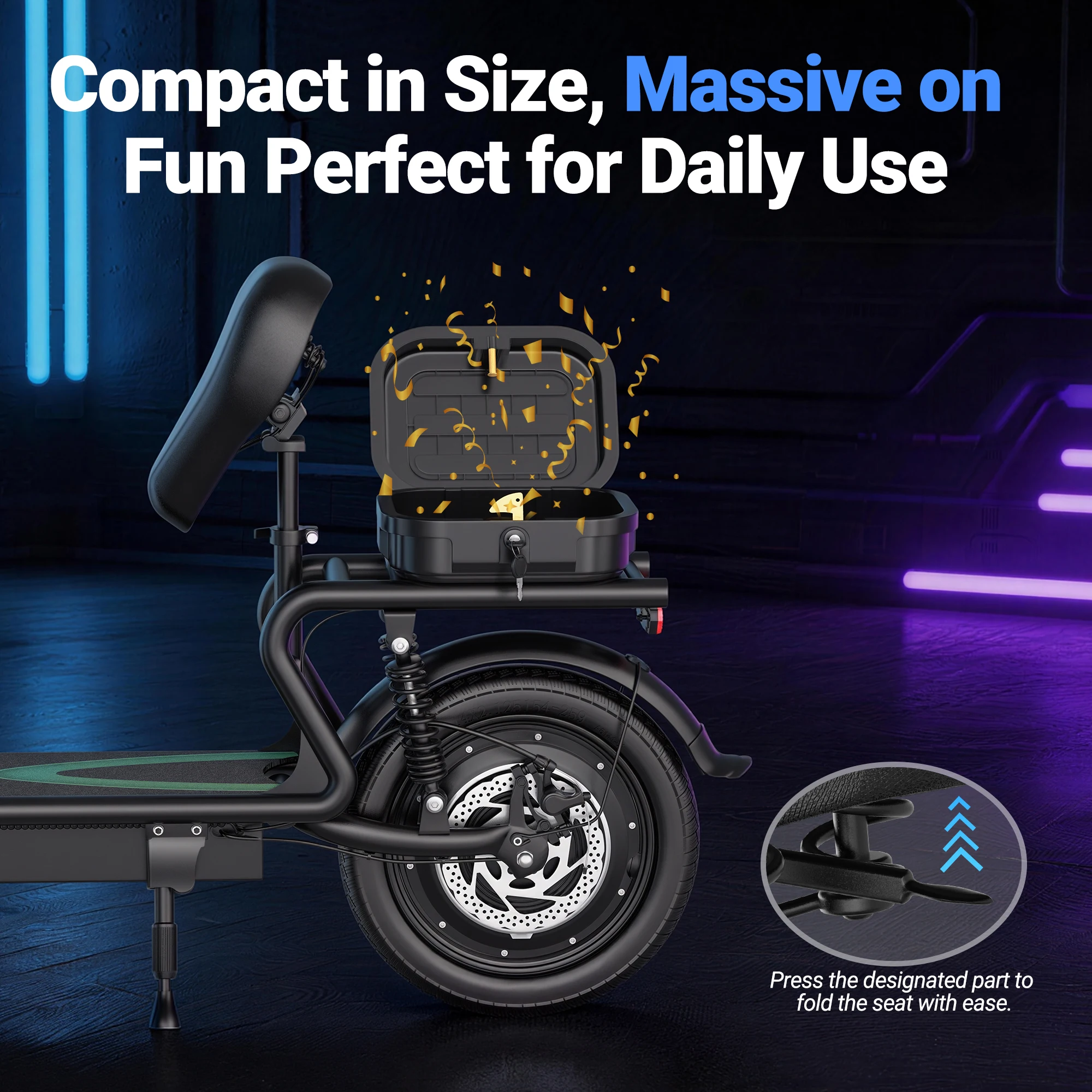 ESBS – Trottinette/Vélo électrique pliable avec moteur 500 W (roues 14 pouces), batterie au lithium 48 V 22,5 Ah, vitesse max. 35 km/h et autonomie de - Image 8