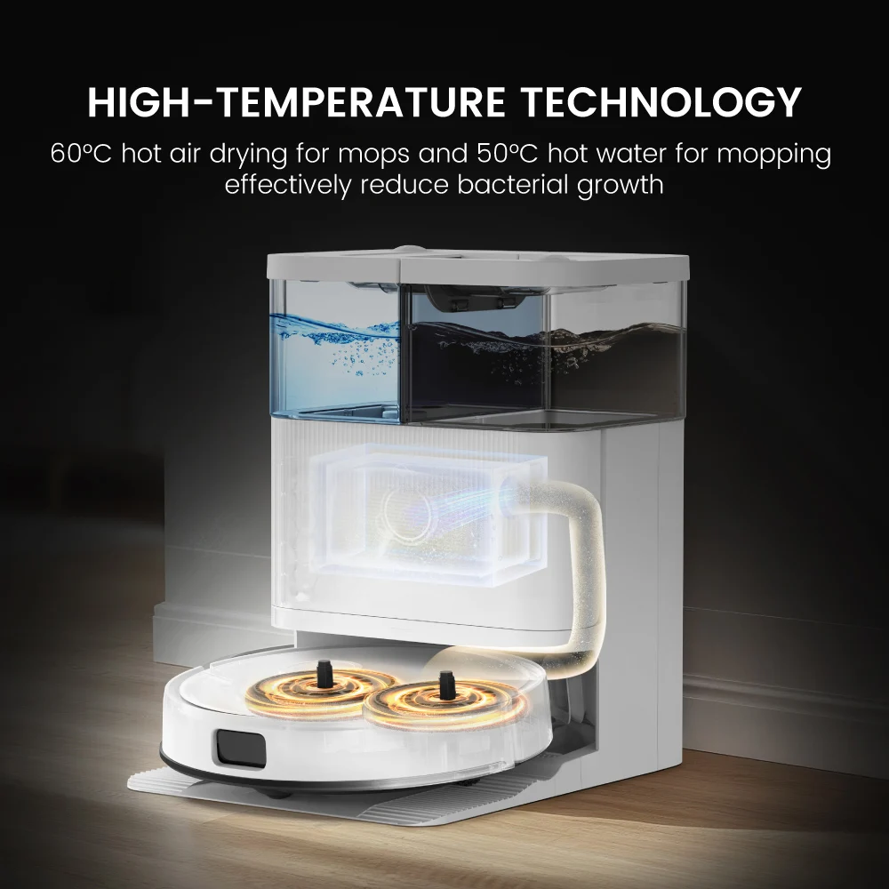 Aspirateur et laveur robot Teendow D63S ULTRA, aspiration ultra-puissante de 10 kPa, nettoyage des bords, lavage et séchage automatiques, vidange auto - Image 2