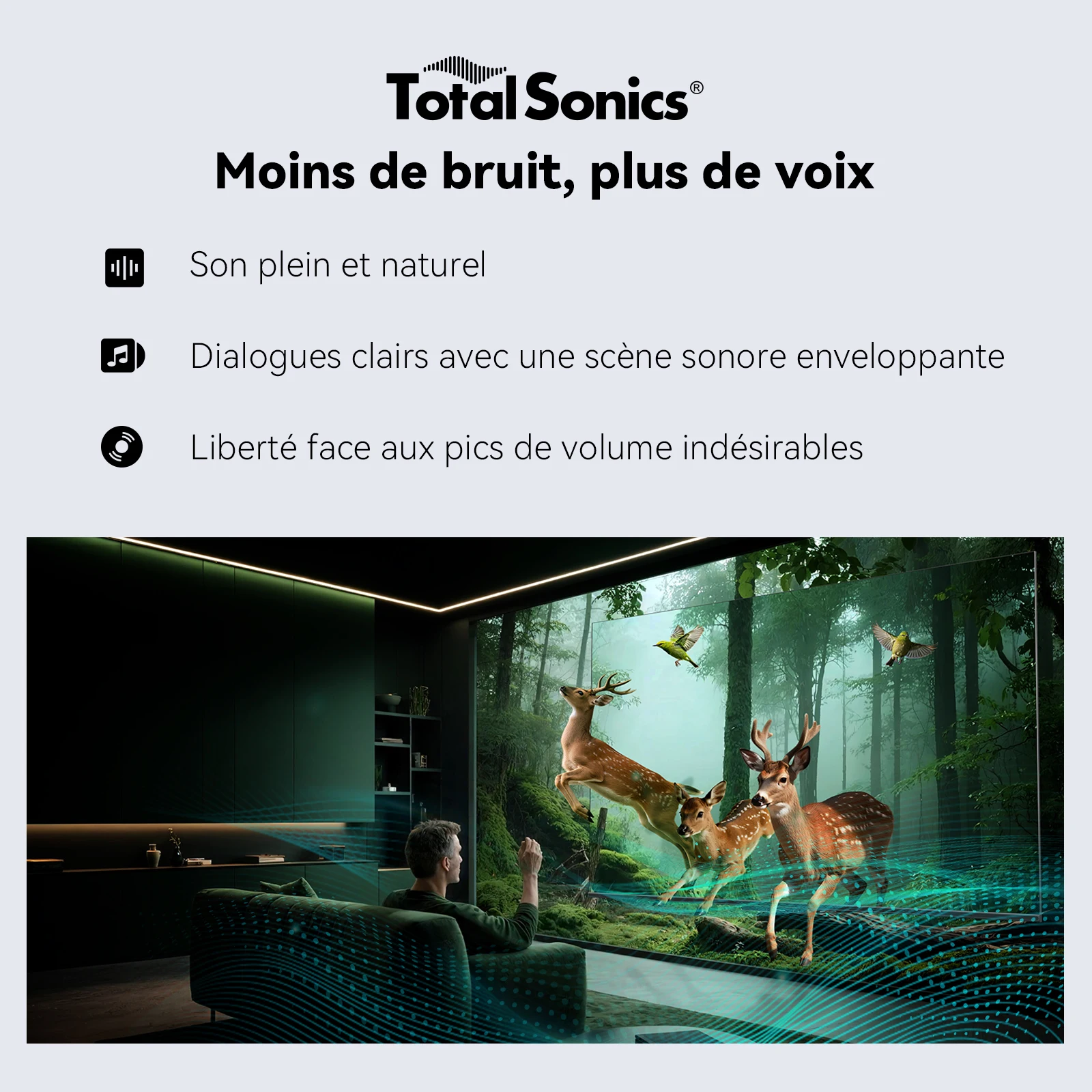 Téléviseur Coocaa Mini LED 4K 55" – Google TV, luminosité de 300 cd/m², 60 Hz, HDR10+, MEMC, écran mat antireflet, Local Dimming, Dolby Vision et Atm - Image 6