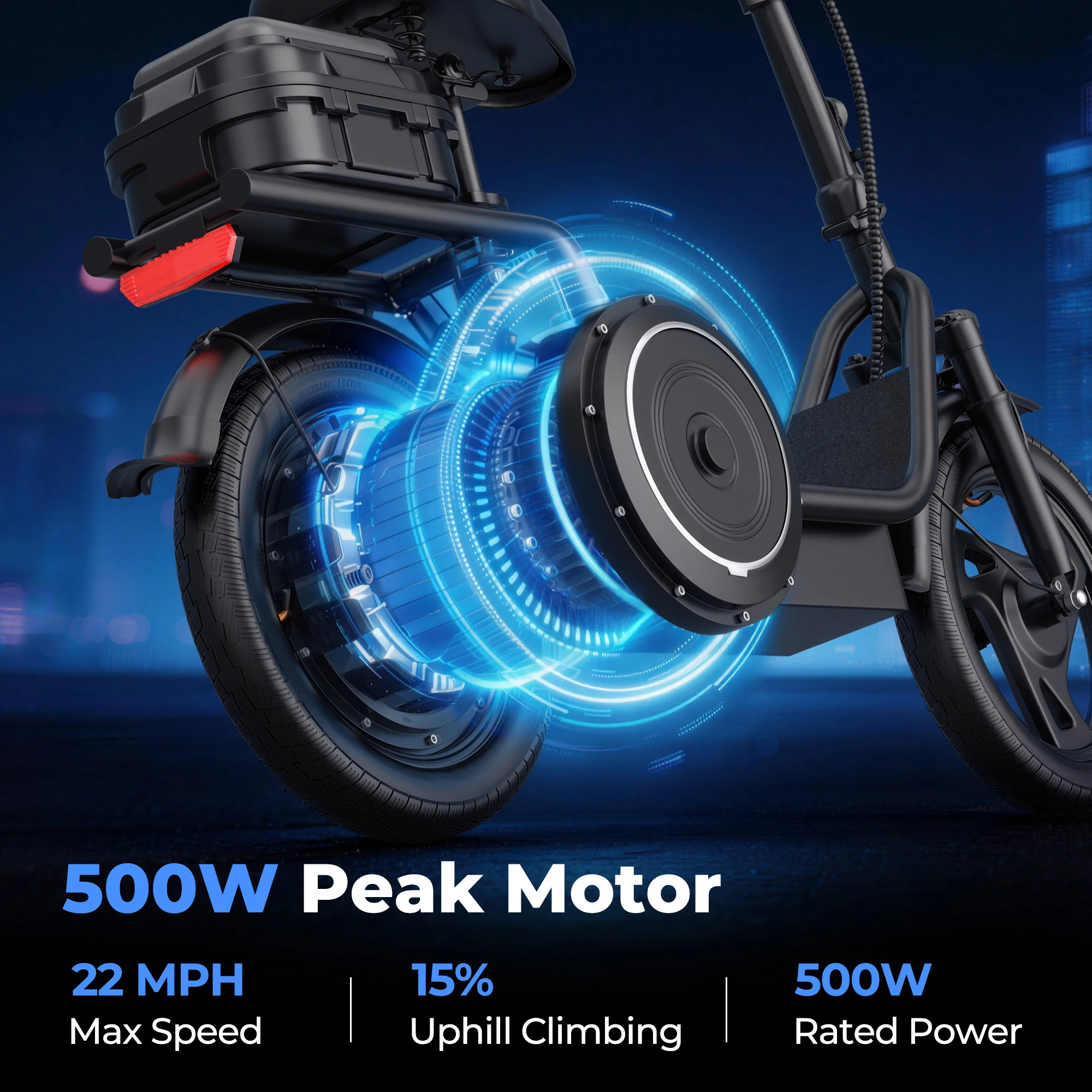 ESBS – Trottinette/Vélo électrique pliable avec moteur 500 W (roues 14 pouces), batterie au lithium 48 V 22,5 Ah, vitesse max. 35 km/h et autonomie de - Image 5