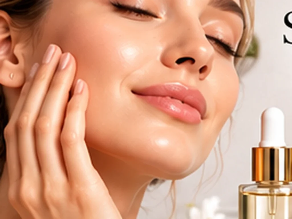 Soins du visage, sérum et crème dans une ambiance élégante